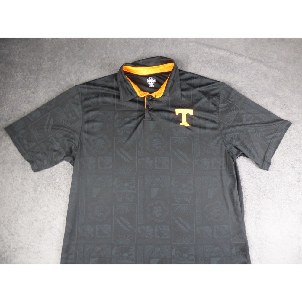 Tennessee Volunteers Polo Shirt Mens XL Black Orange Tropical T Rivalry Threads